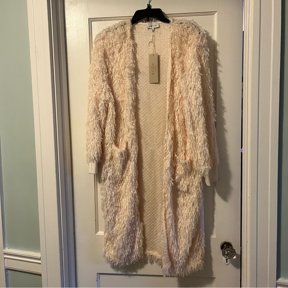 NWT Dolls Kill Acoa Long Feather Cardigan Size Large